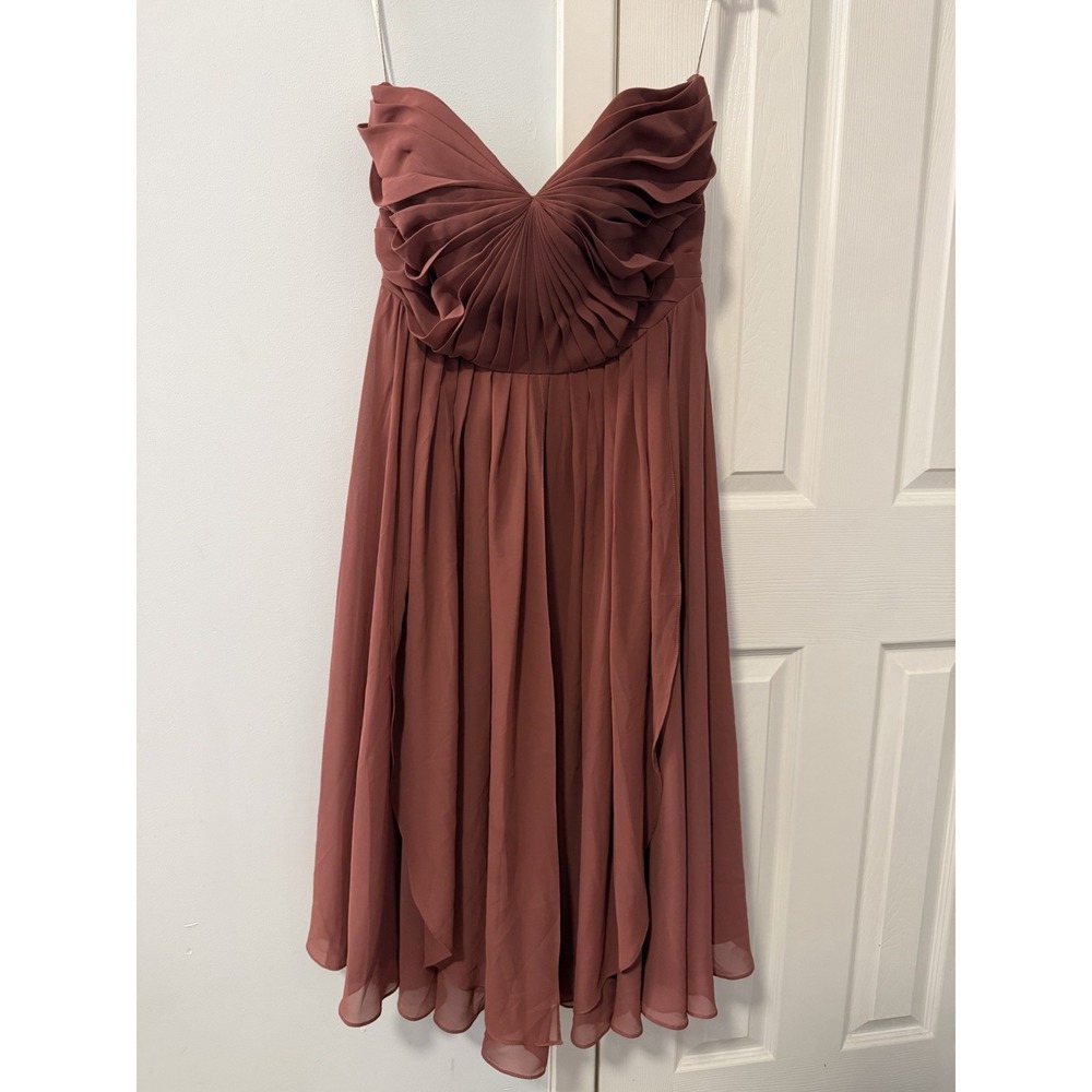 Jenny Yoo Sz 14 Mauve Sweetheart Strapless Chiffon Dress Bridesmaid Romantic
